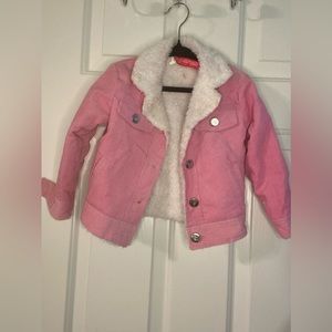 Toddler pink corduroy jacket.